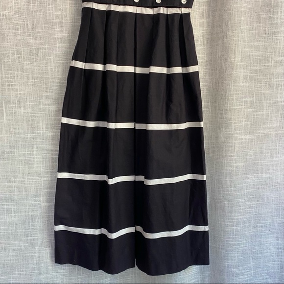 Vintage Lanz Originals Black White Button Midi Dress - Picture 3 of 10